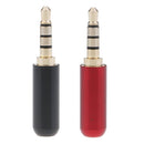 2x 1/8" 4 Pole Earphone Soldering Male Headphone Plug Audio Adapter Red + Black
