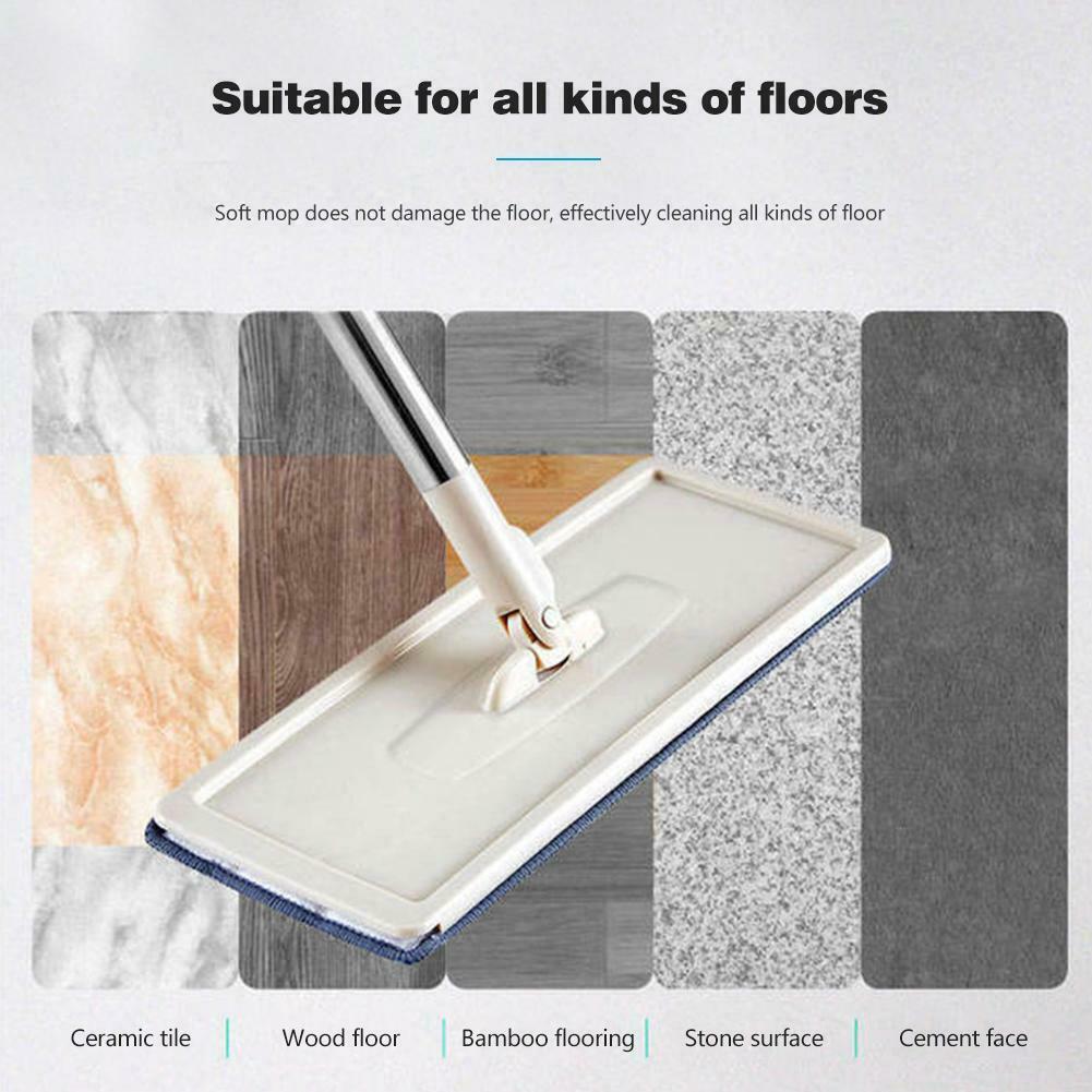 6pcs Cloth Flat Squeeze Auto Spin Mop Fiber Avoid Hand Washing Home Kitchen