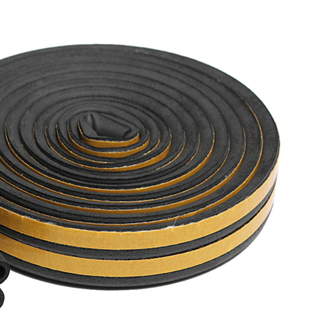 5M Door Draught Excluder Seal Strip Home Weatherstripping Tape D 9x6mm Black