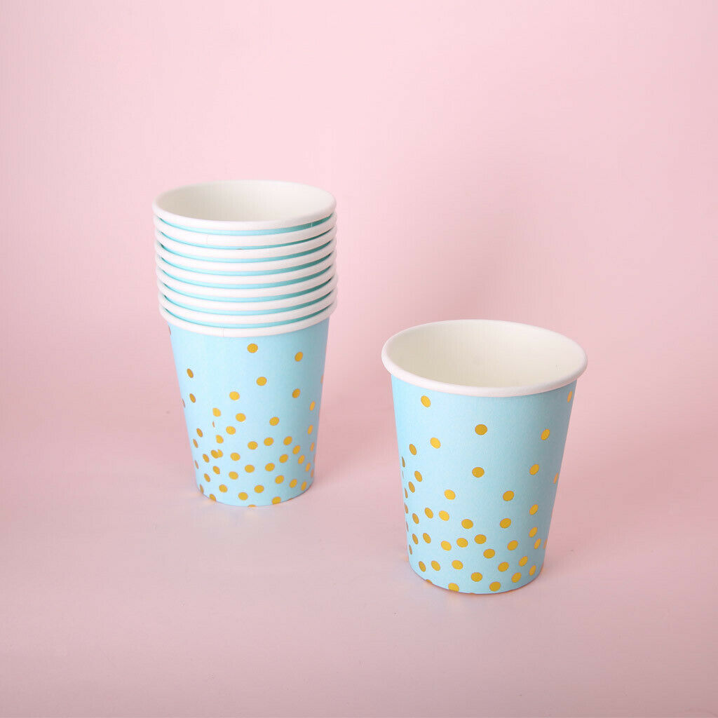 20pcs Dot Disposable Paper Cups Set - Cut Pink and Blue Cups with Dots for Baby