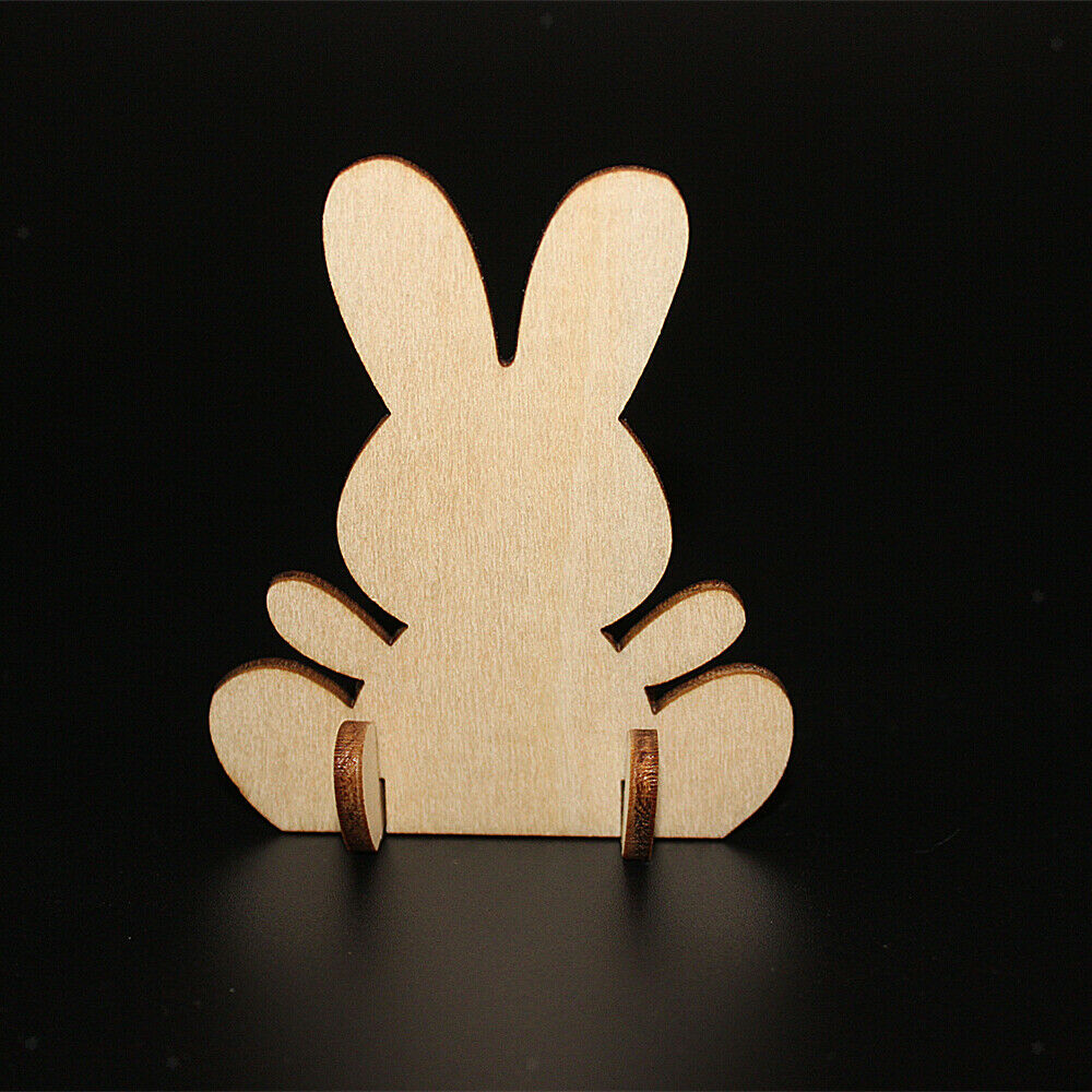 10 Free Standing MDF Wood Rabbit Bunny Shape Craft Scrapbook Unpaint 70mm