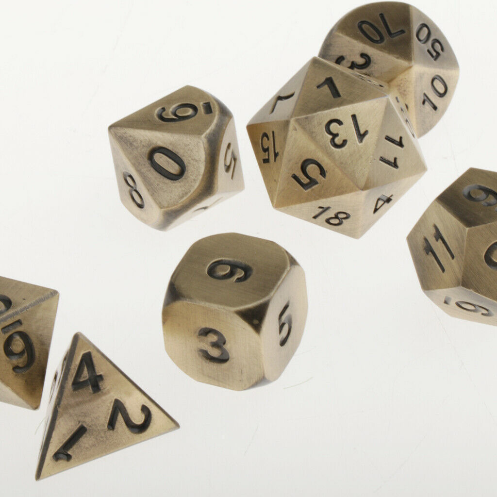 D4 D6 D8 D10 D12 D20 Die for MTG Role Play Party Board Game Props Golden