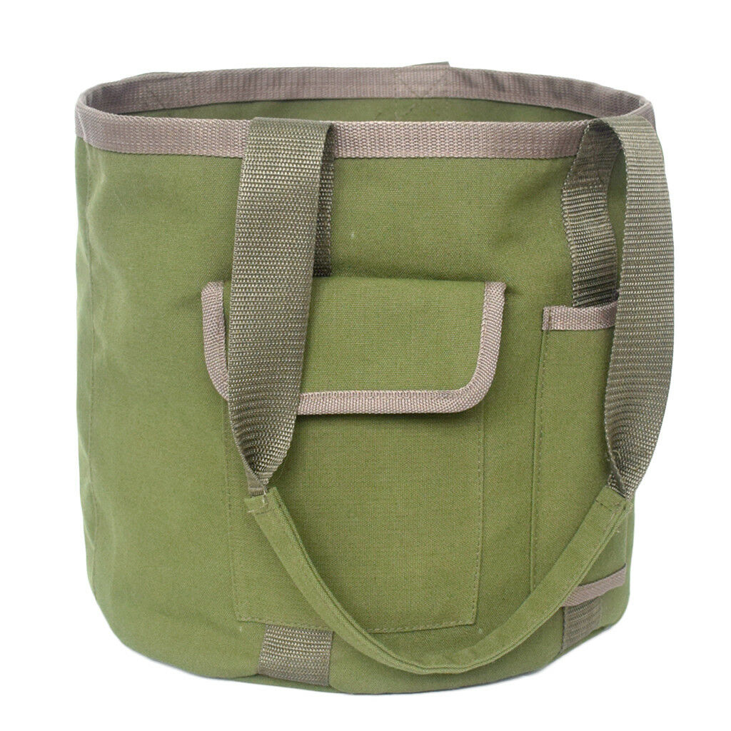 Green Canvas Gardening Garden Bucket Tool Bag Storage Holder for Accessory