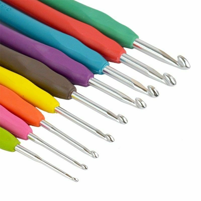 9Pcs/Set Aluminum Soft Plastic Crochet Hooks Handheld Knitting Needles Random