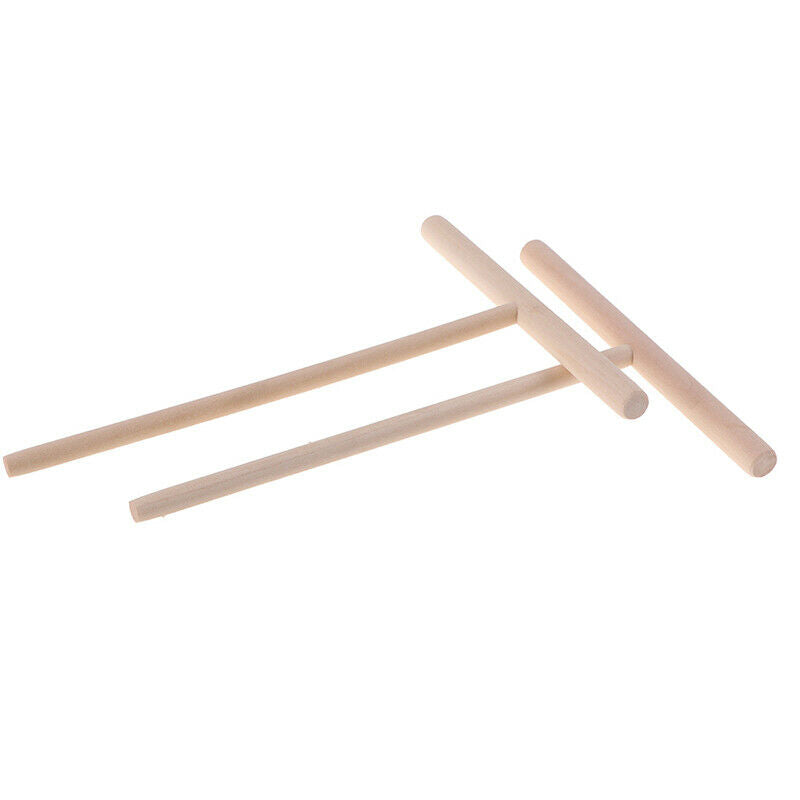 2Pcs T Shape Wooden Rake Round Batter Pancake Crepe Spreader Kitchen Too.l8