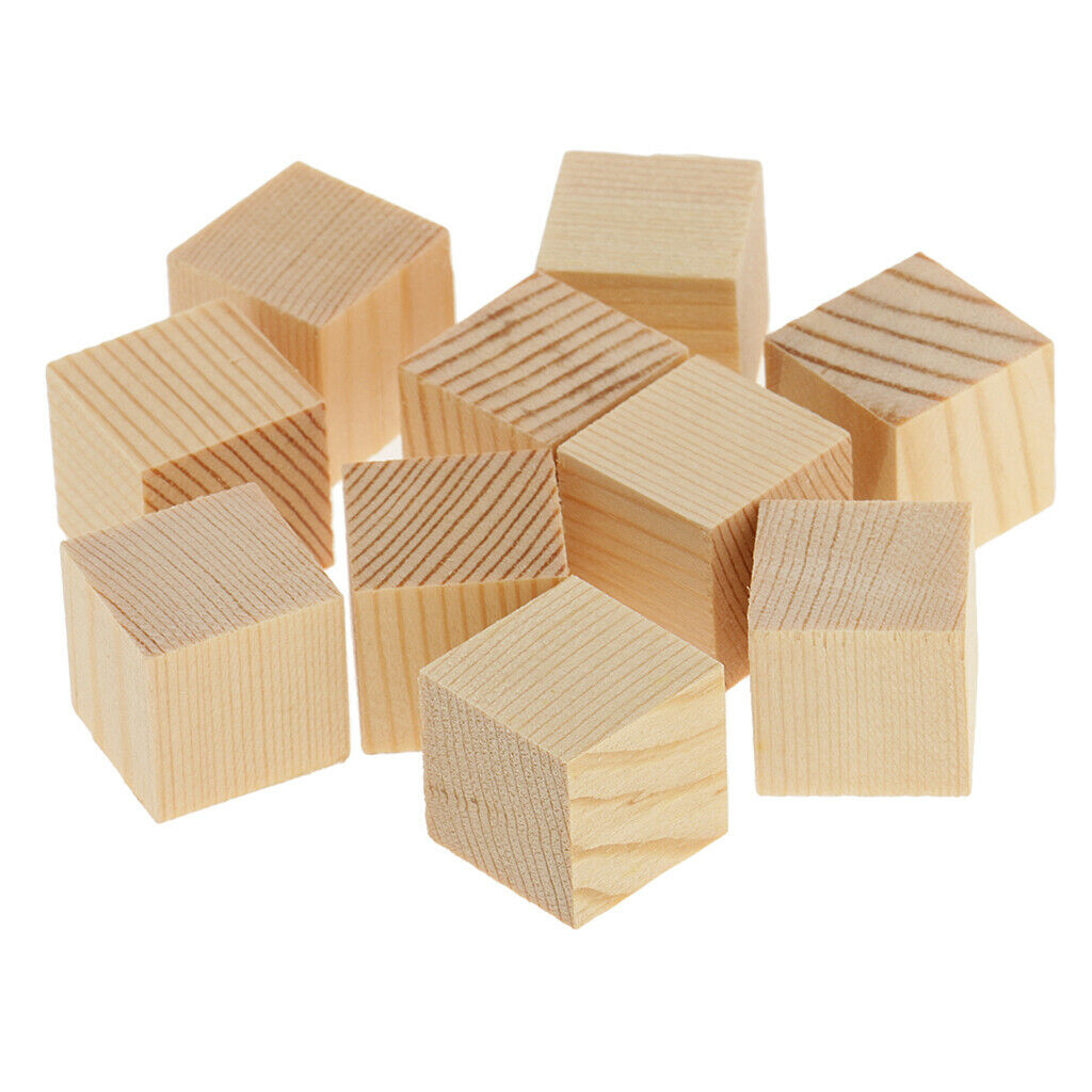30pcs Blank Unfinished Wood Cube Blocks for DIY Painting Drawing 15mm 20mm