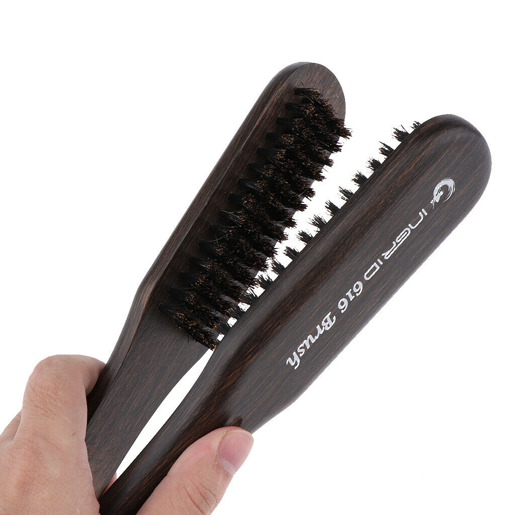 Hair straightening comb double-sided bristle hairbrushes clamp hair straightener