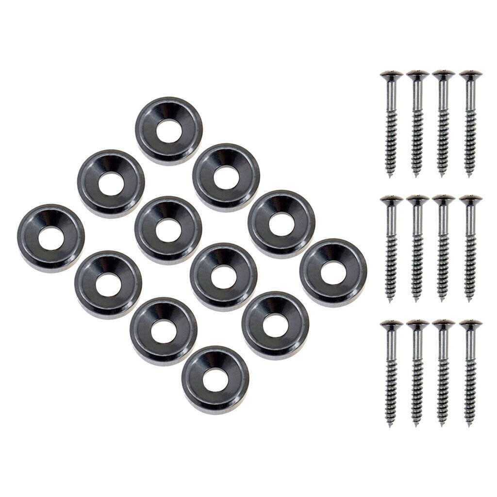 12 Pcs Bass Guitar Neck Mounting Ferrules Bushings Body Neck Connect Black