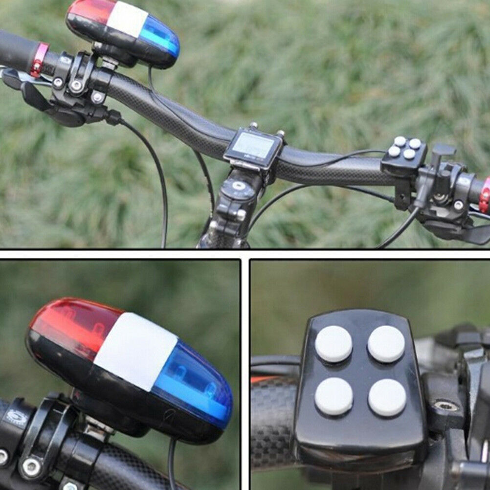 6 bike bicycle police led light + 4 loud siren sound trumpet cycling horn bel BD