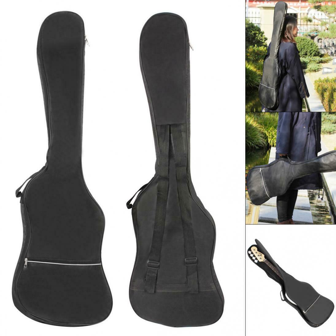 Electric Bass Bag Double Shoulder Black Canvas Soft Case Waterproof Backpack