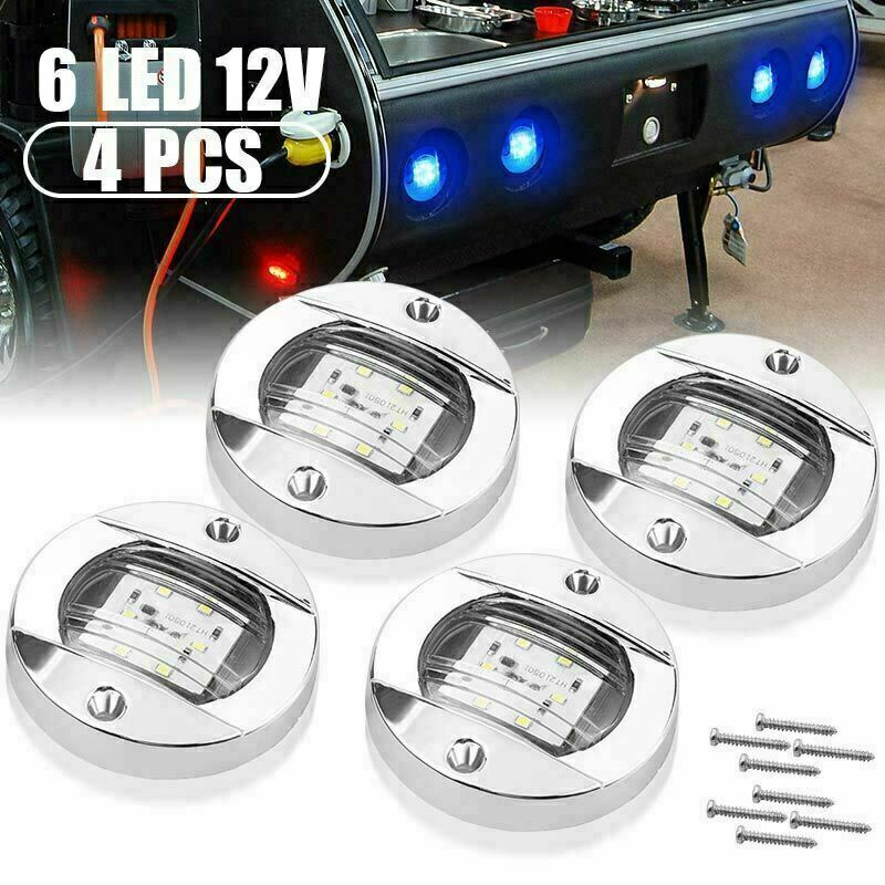4X Blue 3" Round LED Side Marker Lights For Truck Trailer  Waterproof Clearance