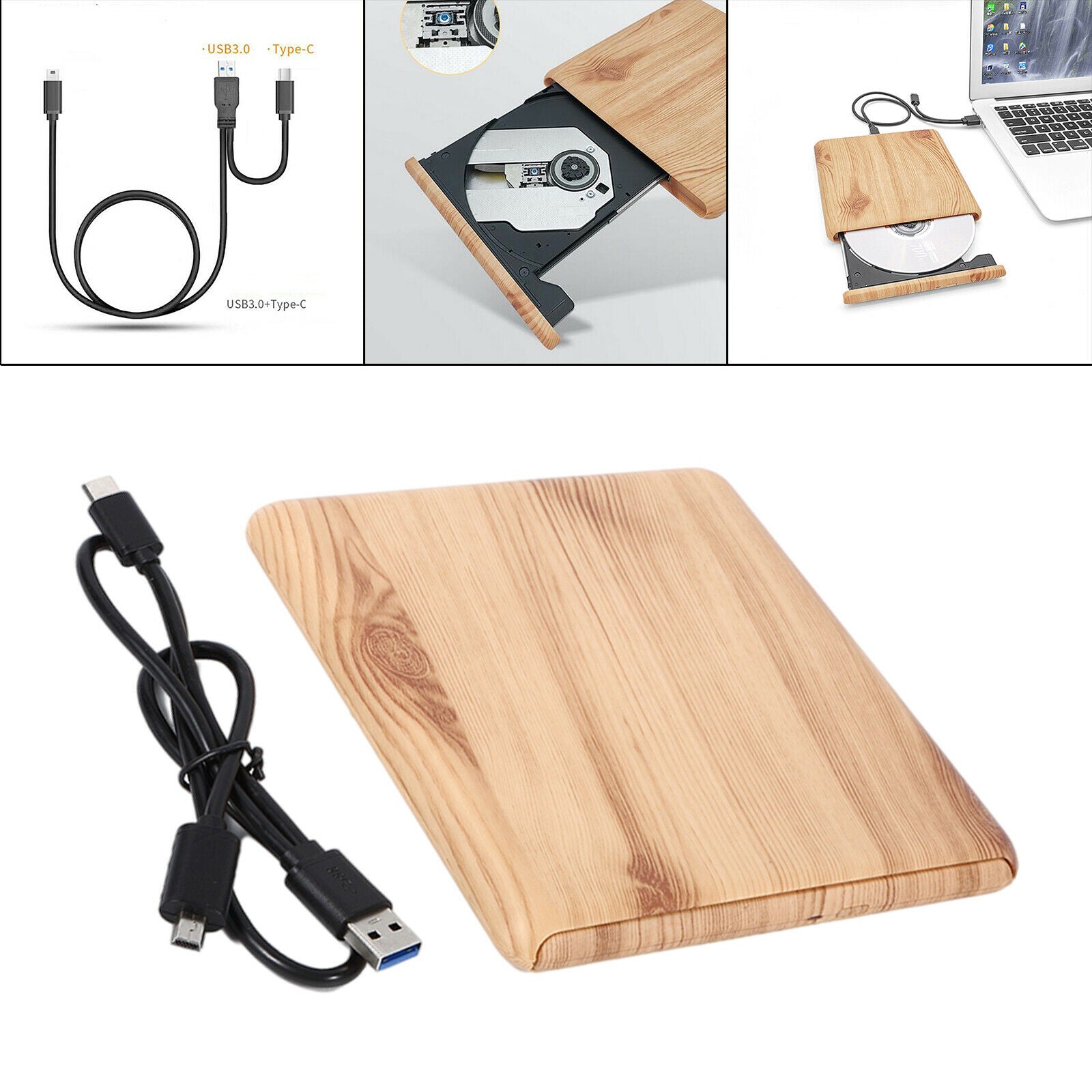 USB 3.0 USB C CD DVD Drive Burner CD/DVD Writer Reader Portable for Laptop