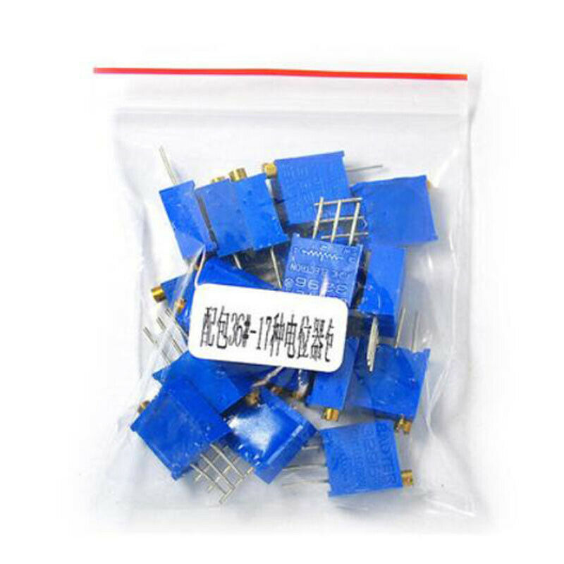 15pcs 3296W Multi-turn Trimmer Potentiometer Variable Resistor 50R~2M Ohm/Ω Kit