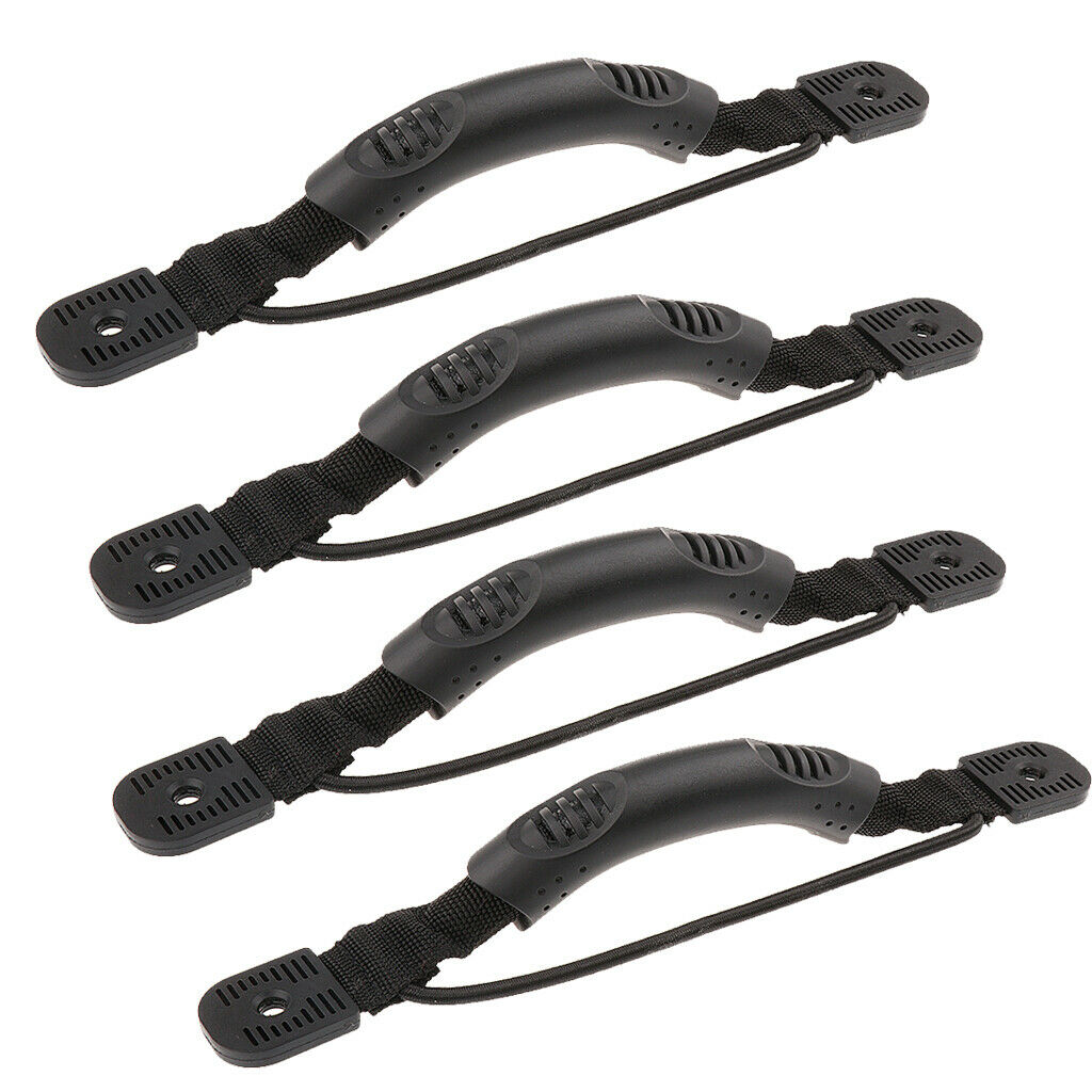 Pack Of 4 Pieces Black Polyurethane Canoe Kayak Boat Handle With Cord 10.8''