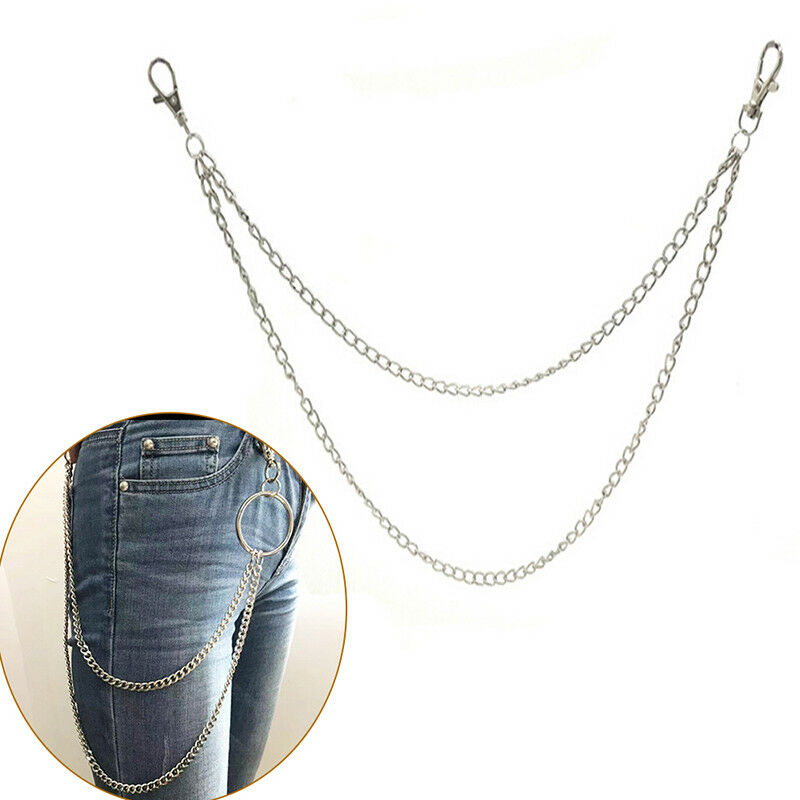 Extra Long Metal Hipster Jean Belt Keychain Ring Clip Key Chain Punk Silve.l8