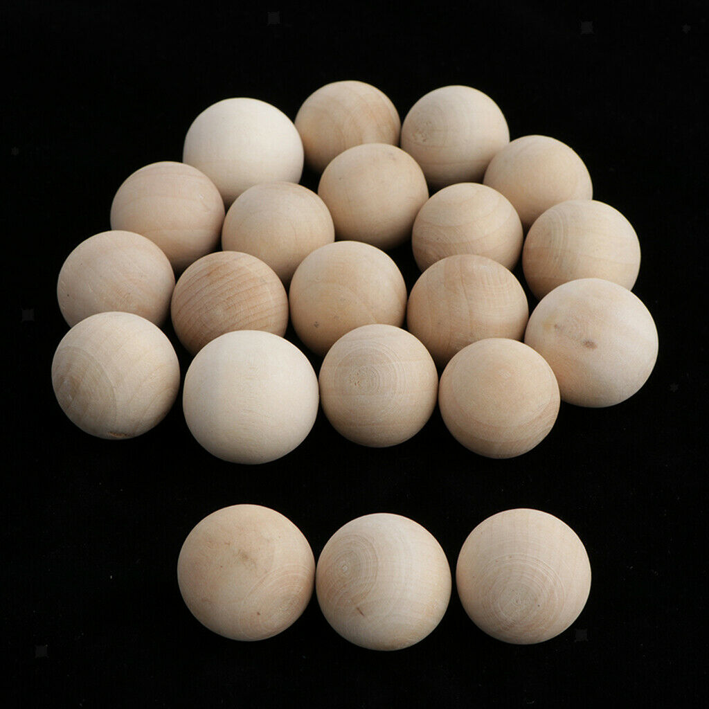 10x Unfinished Natural Wooden Spacer Beads Round Ball for DIY Craft Jewelry 30mm