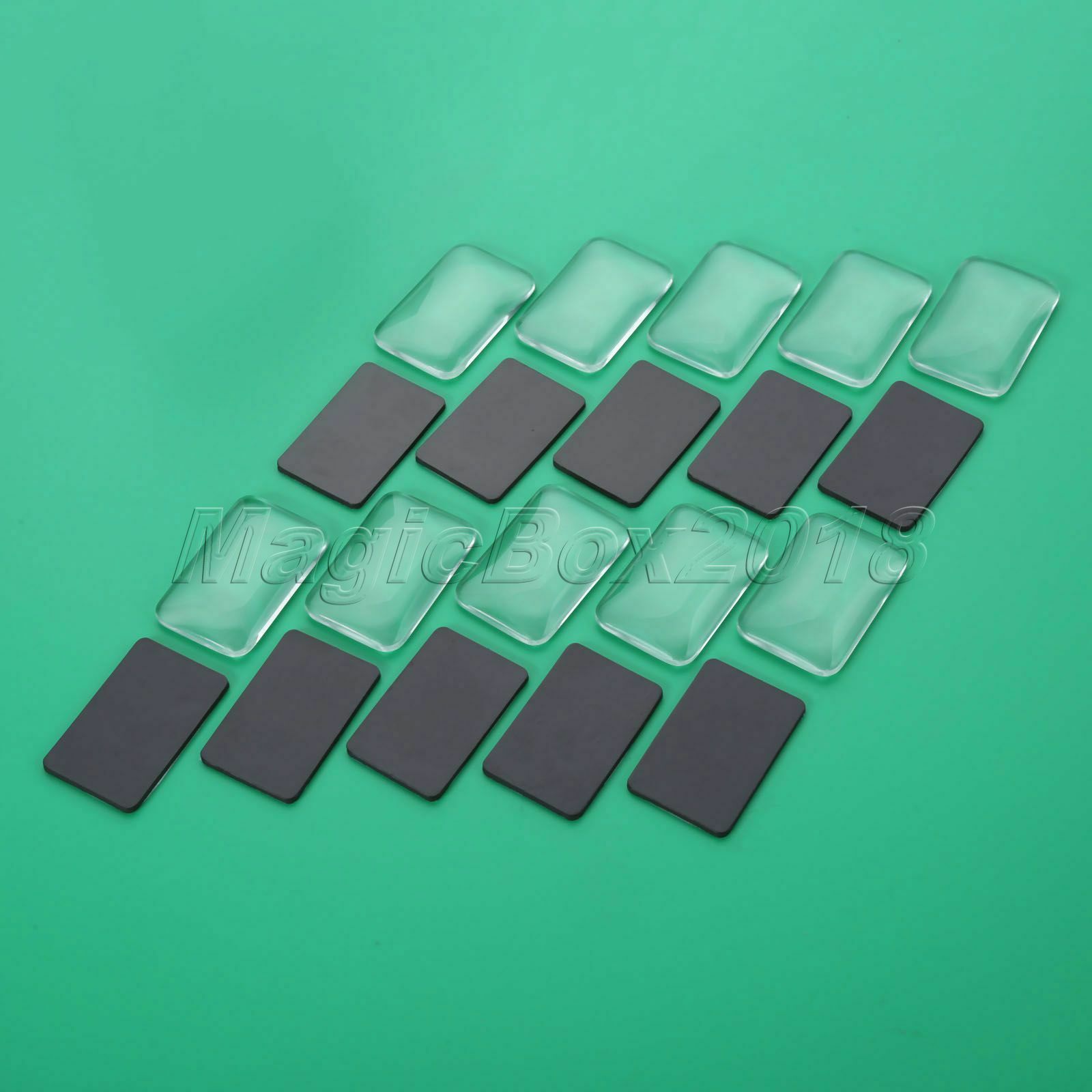 10 Sets Rectangle Shape Glass Cabochon & Fridge Magnetic Stickers Birthday Gift