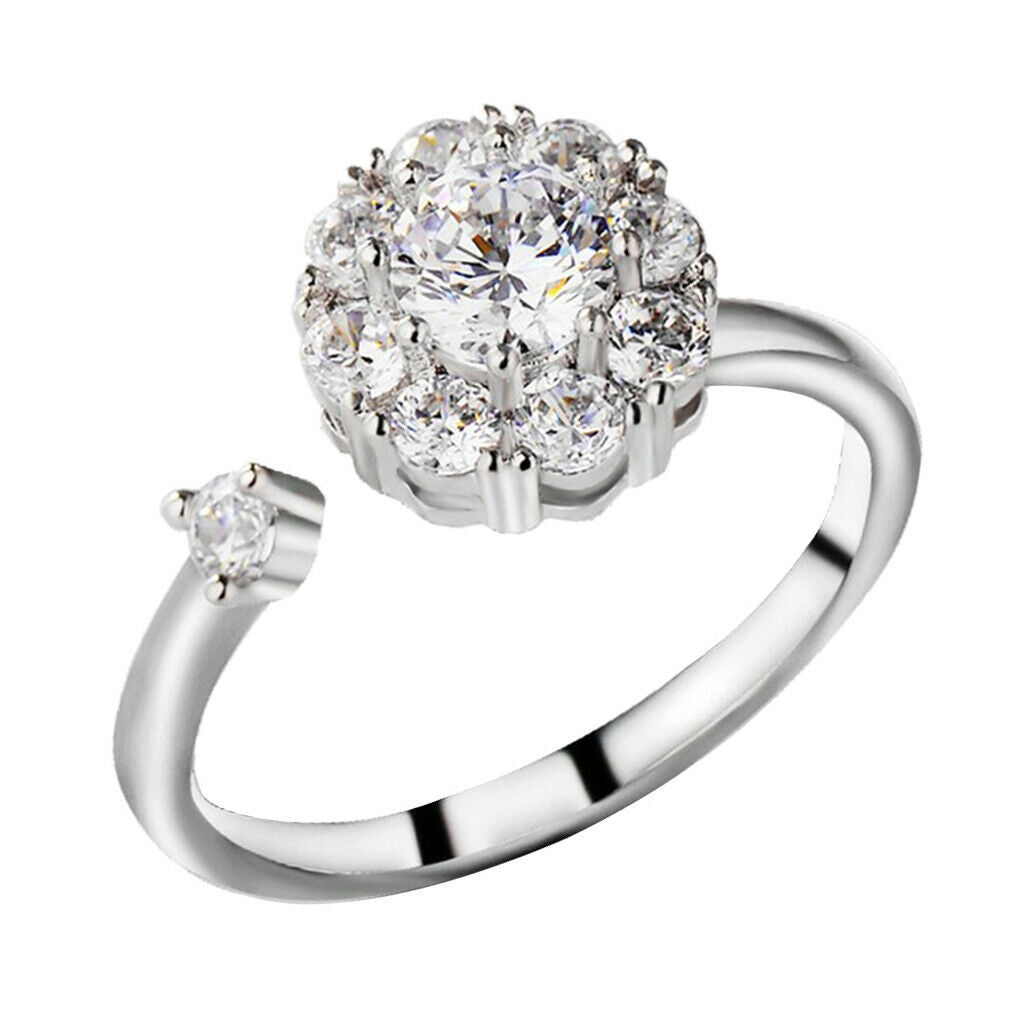 Pack of 6 Lady Wedding Zircon Zirconia Ring Open Anti Anxiety Rings Gift