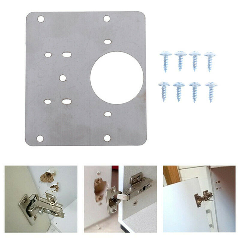 1 set Hinge Repair Plate for Cabinet Furniture Drawer Window Stainless St.l8