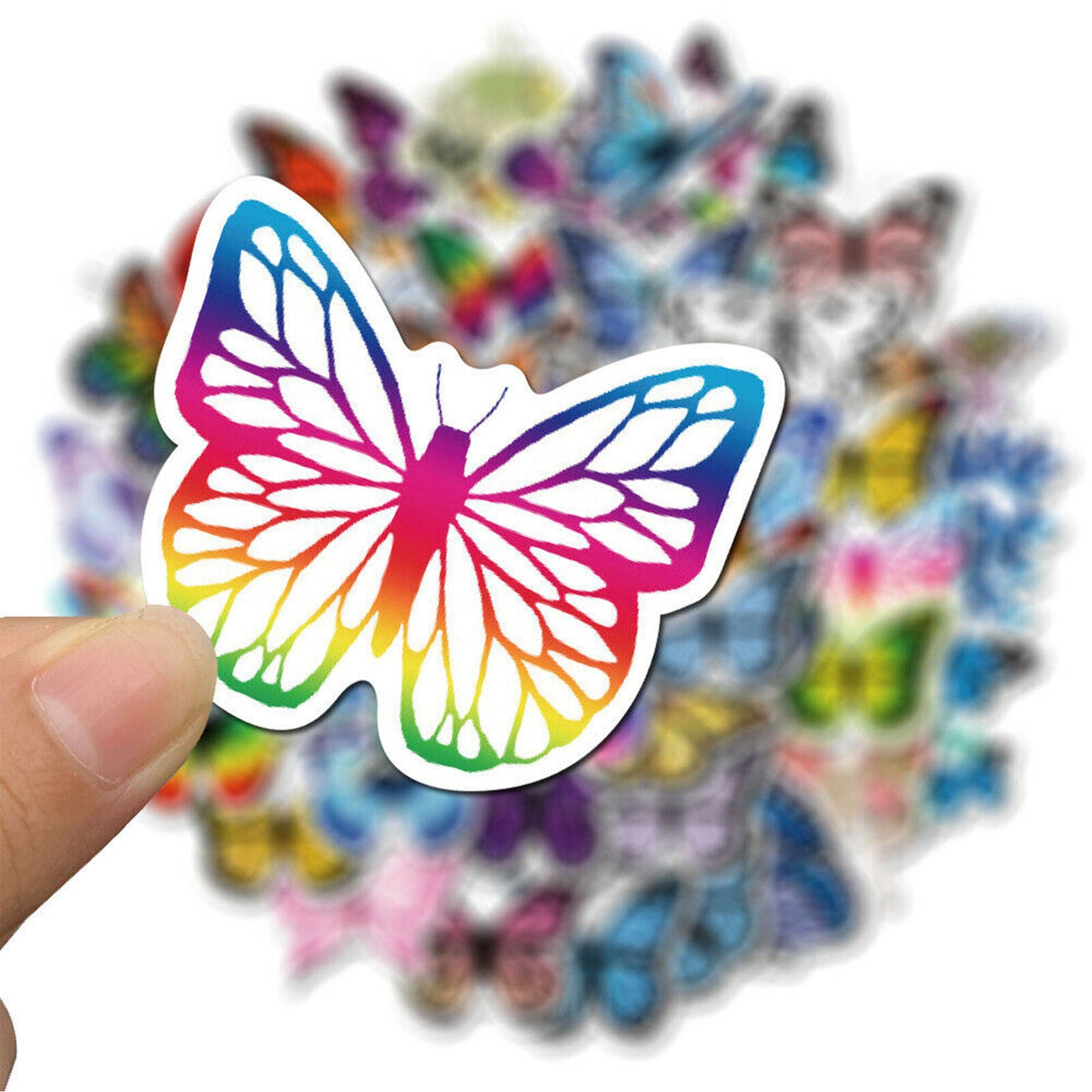 Colorful Butterfly Stickers 50 Pcs Decals for Water Bottle Laptop Luggage Crafts