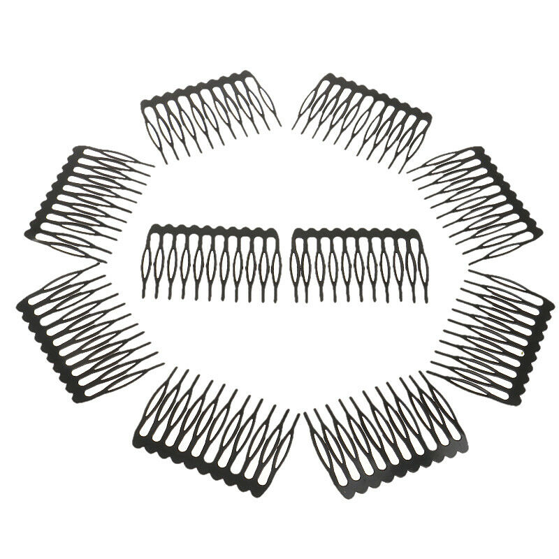 10pcs 10 Teeth Metal Black Wig Combs Hair Pins Clips DIY for Women Beauty