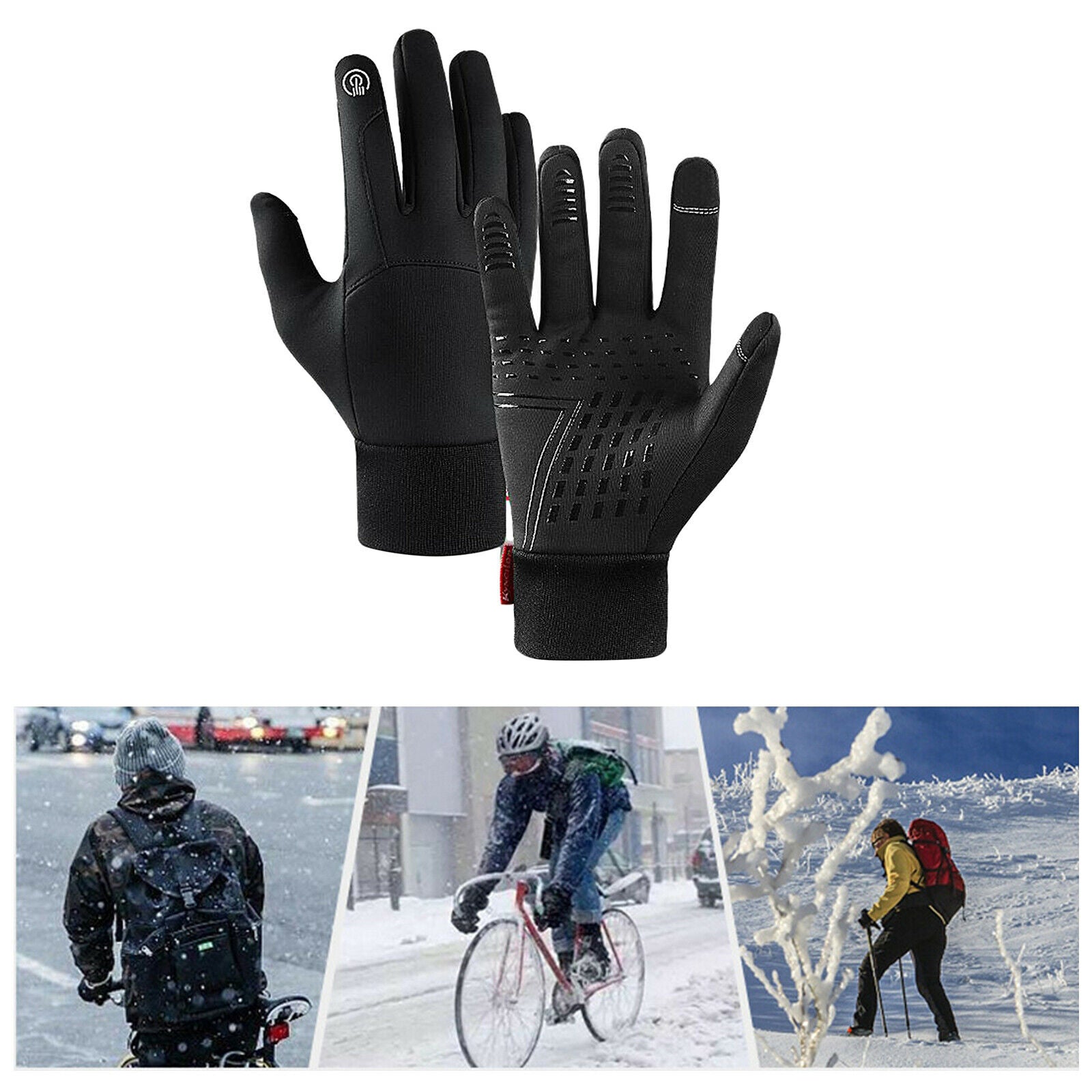 Winter Warm Gloves Waterproof Anti-slip Thermal Fleece Touch Screen Glove XL