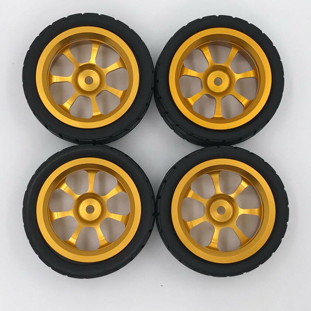 4Pieces Tires Wheel Rims Set fits WLTOYS 144001 1:14 A959 A969 RC Car Golden