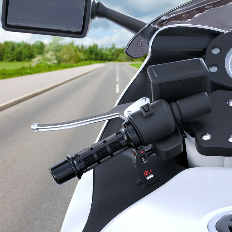 12V Motorcycle Electric Heating Handle w/ Switch Digital Display High Low Temper