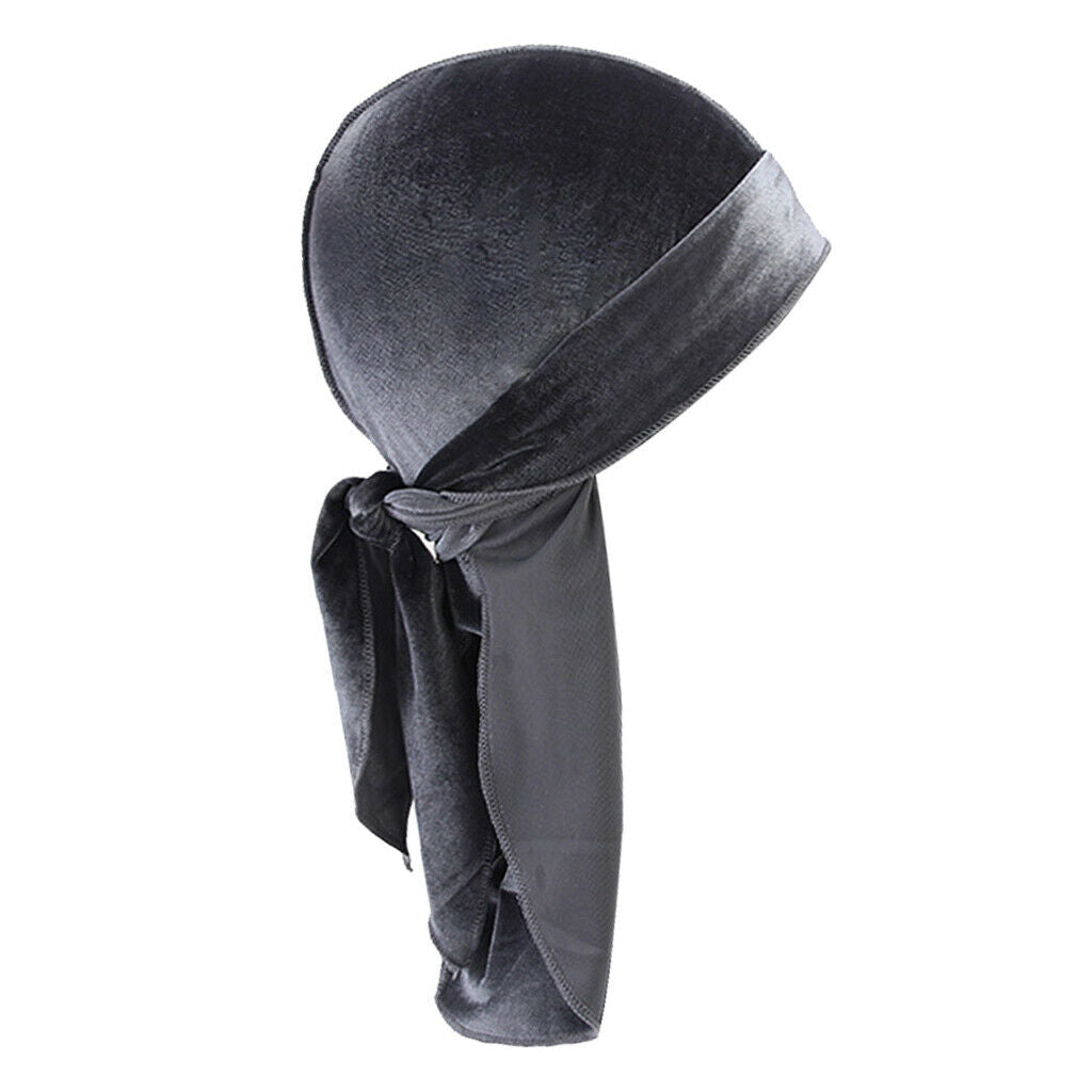 3 Pieces Women Mens Velvet Bandana Hat Durag Long-Tail Headwear Chemo Hat