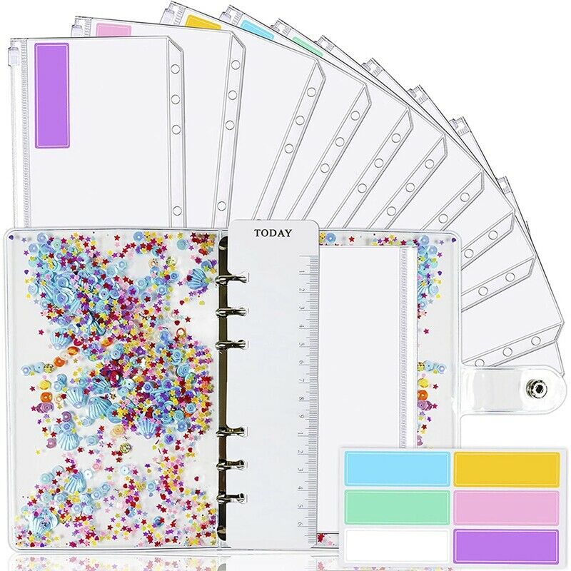 A6 Binder and 12 Transparent Envelopes, Budget Binder with Cash Envelope forY5N1