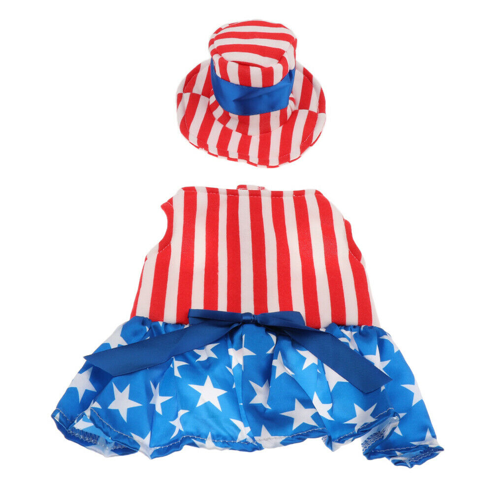Pet Dog Cat American Flag Party Female Suit Costume Fancy Dress Outfit S