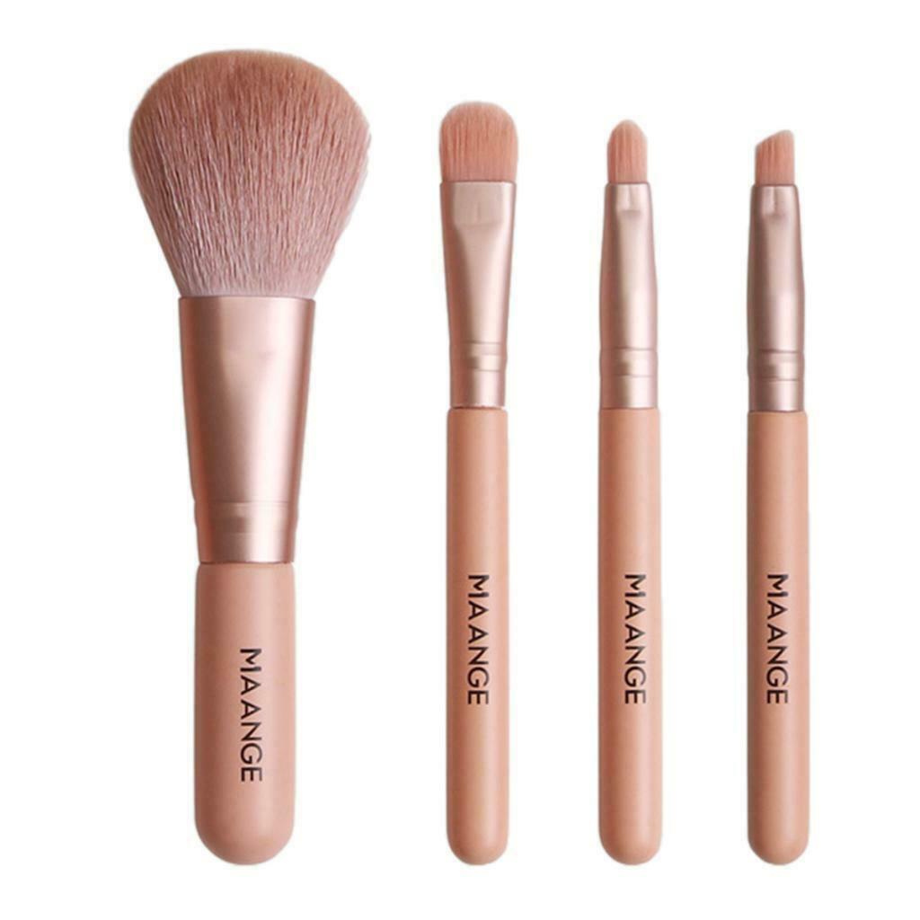 Set of 4 Makeup Brushes Travel Eyeshadow Lips Blending Brush Tool Pink