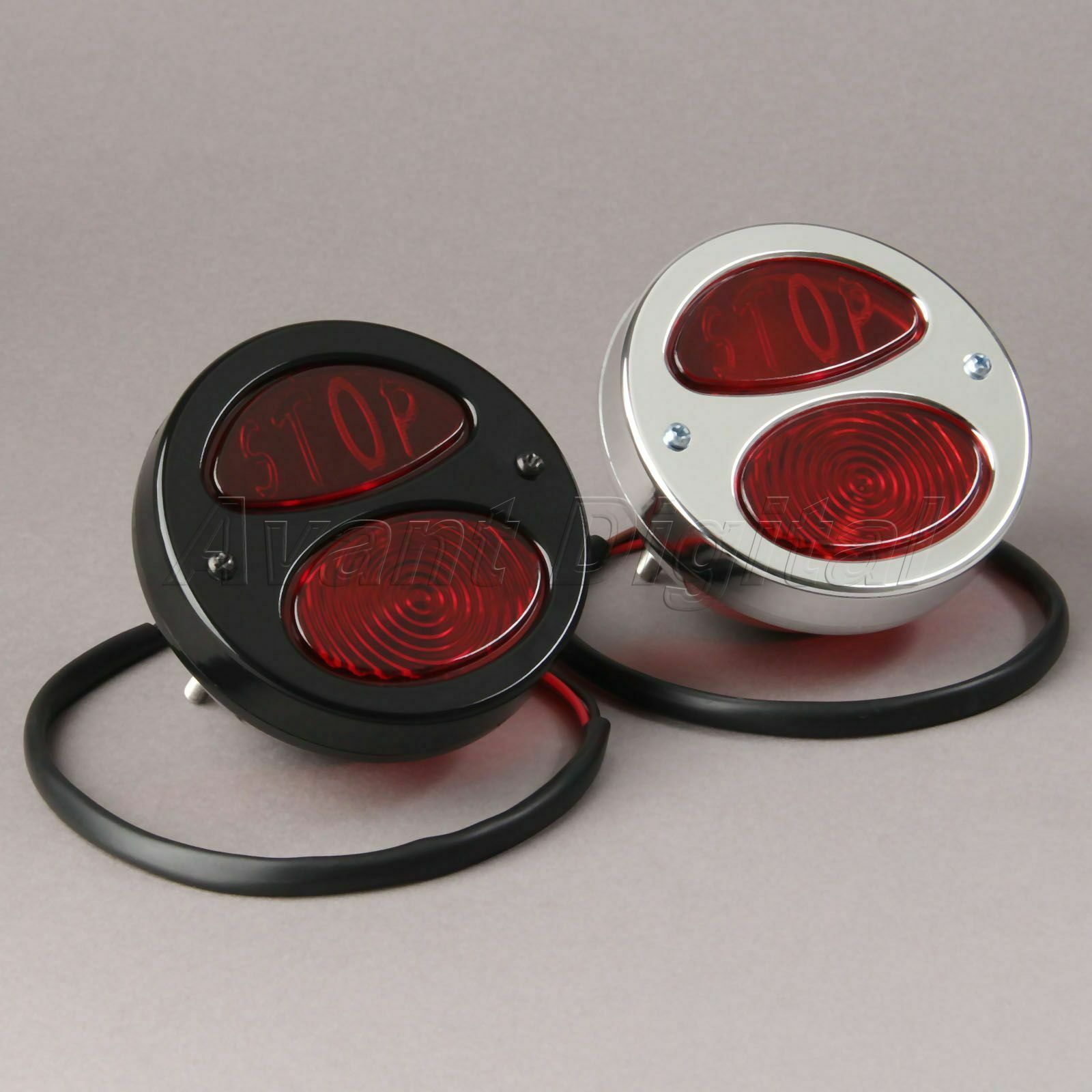 Universal Black Shell Motorcycle Tail Brake Light "STOP " Rear Lamp Bulb