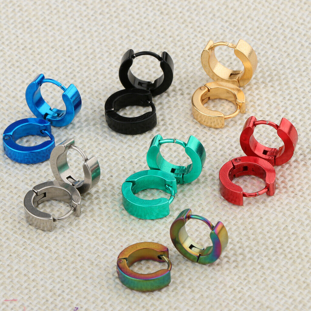 14x Multicolor Simple Huggie Hoop Earrings Men Women Party Punk Jewelry
