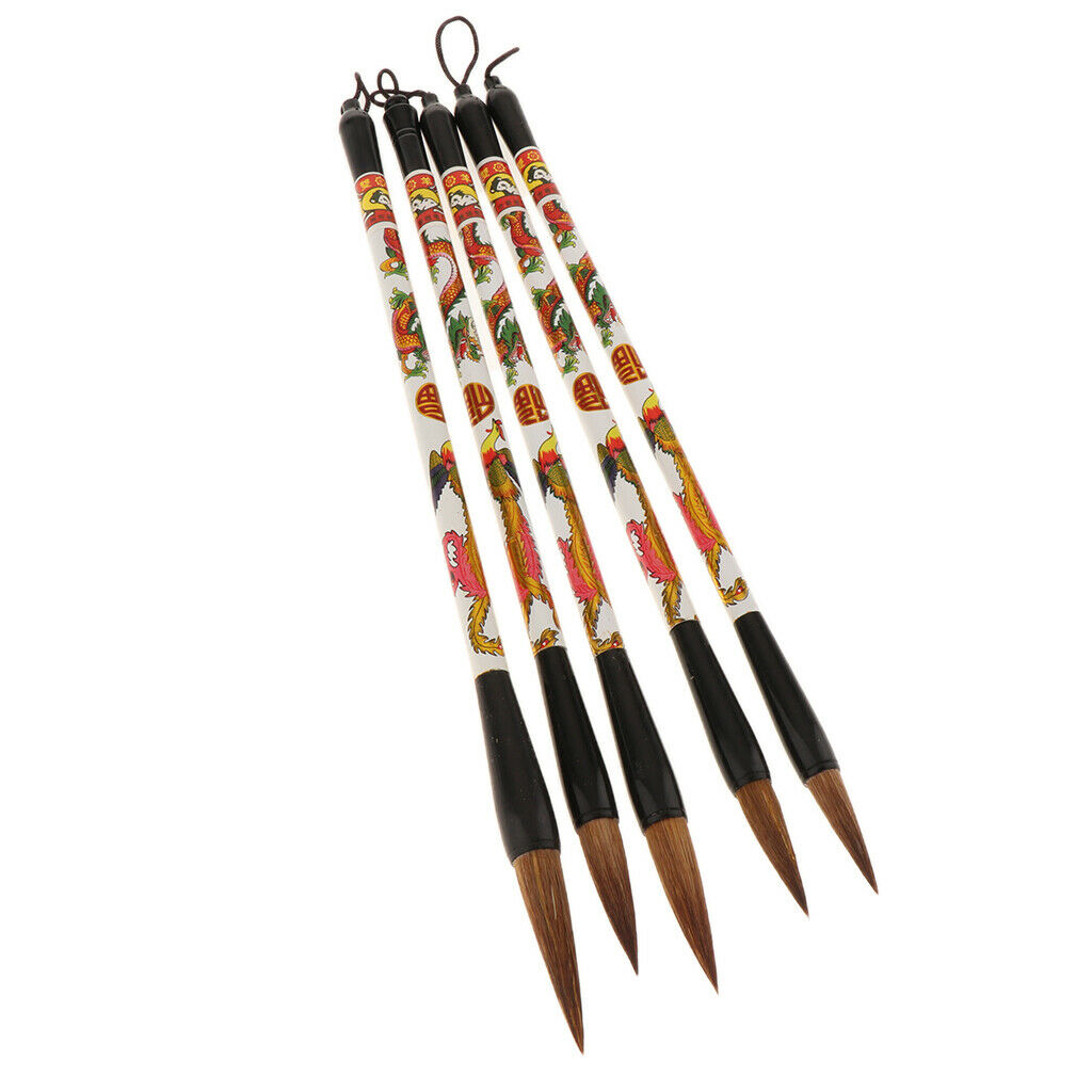 5pcs Ancient Printed Chinese Water Ink Writing Calligraphy Brush Pen Arts