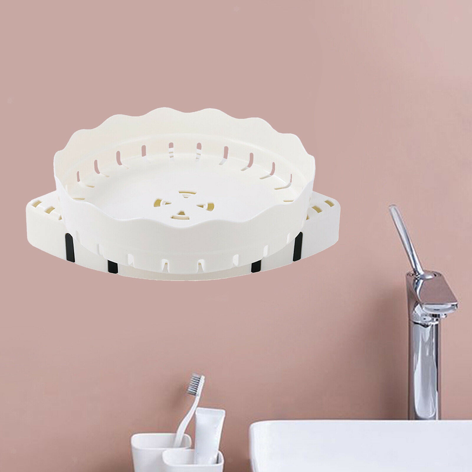 Rotating Corner Storage Shelf Wall Mounted Drill-Free Kitchen Organizer
