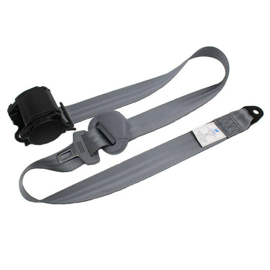 3 Point Retractable Car Safety Seat Belts With Curved Rigid Buckle Warning Cable