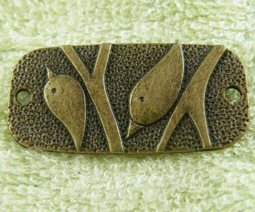 30pcs Bronze Color Rectangle 2Holes Birds Connectors 38x18.5x2mm 13097