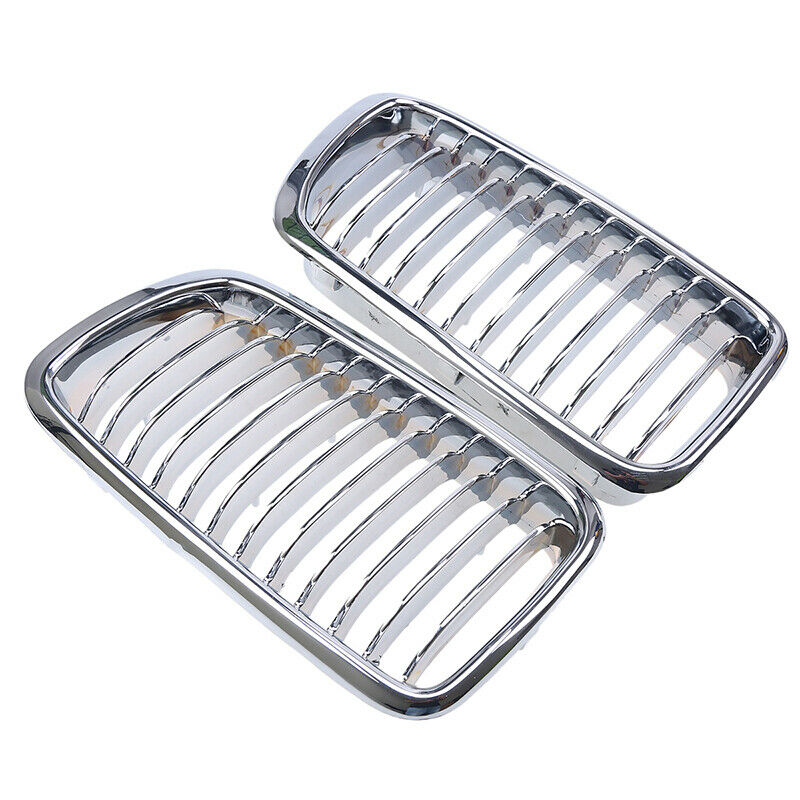 For BMW E38 740/750 7 Series Sedan 95-01 Pair Chrome Front Bumper Kidney Grille