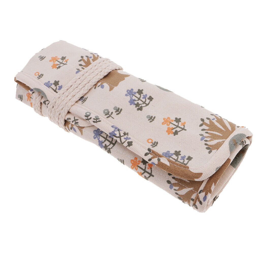 Roll Up Canvas Paint Brush Storage Case Bag Holder Pouch for Painting Tools