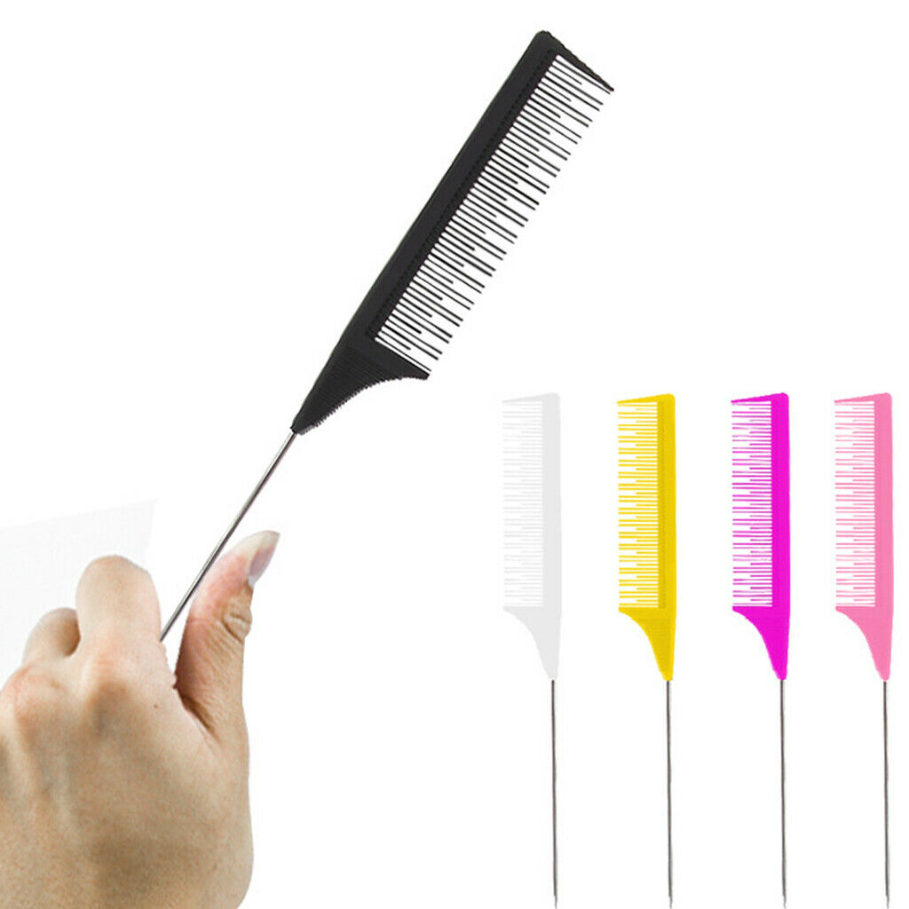 Barber Fine-Tooth Rat Tail Comb for Hair Dyeing Styling Detangling Pink