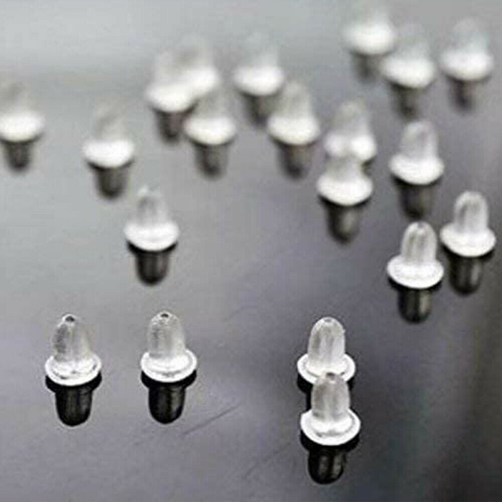 100pcs Earring Backs Set Transparent Plastic 4mm Locking Earring Backs Ear LIN