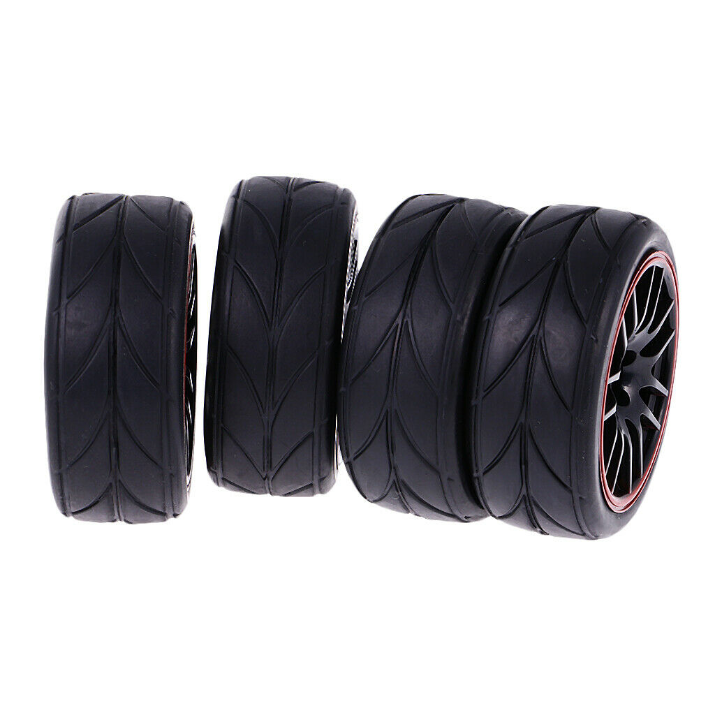 4 Pieces Rubber On Road Tyre Drift Tires for 1/10 RC Car Parts 9068-6081