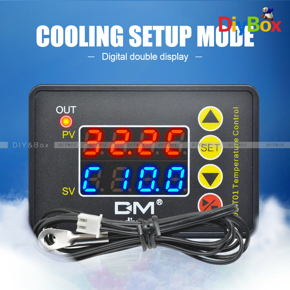DC12V Red Blue Digital Thermostat Temperature Controller Microcomputer w/ Sensor