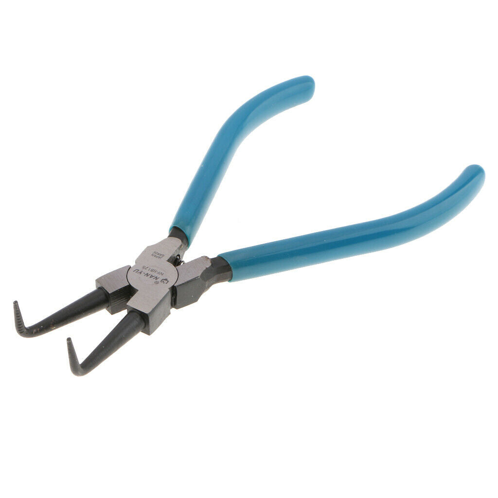 BLUE Bent External Circlip Pliers - 225x80mm/8.86x3.15inch, Heavy Duty