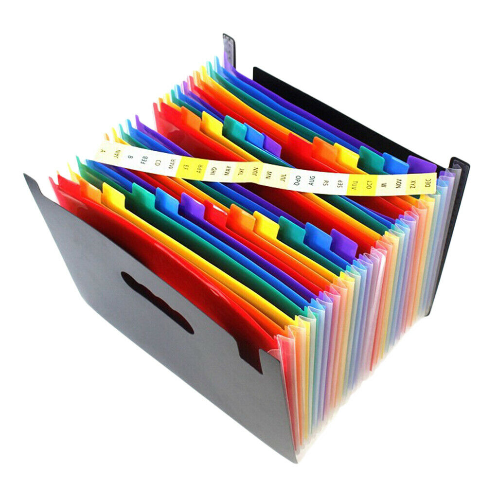 13 Pockets Expanding Files Folder Stand Box A4 Document Organizer Portable