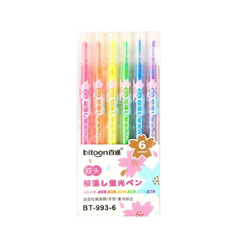6 Pcs/Set Multifunctional Fluorescent Pens Creative Highlighter Pens Markers