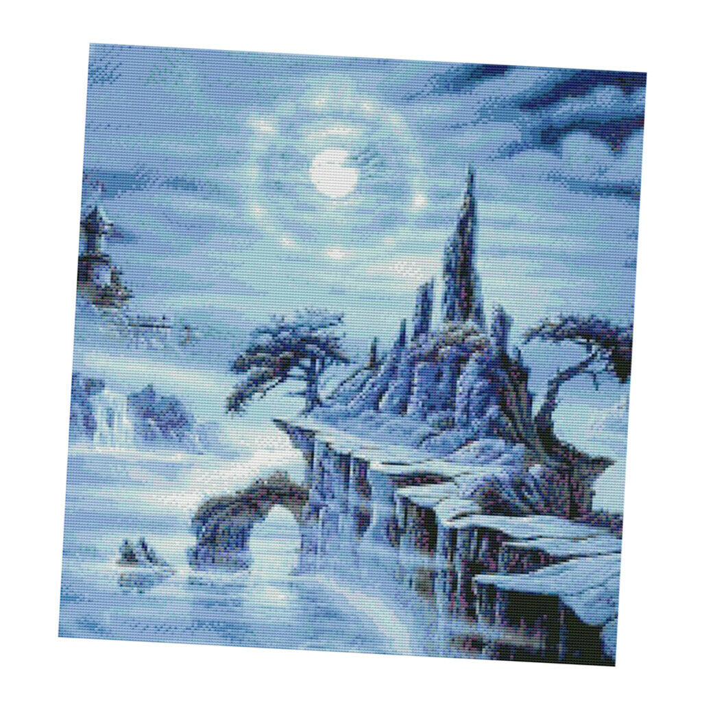 Moonlight Landscape Cross Stitch Stamped Kits Pre-Printed Cross-Stitching