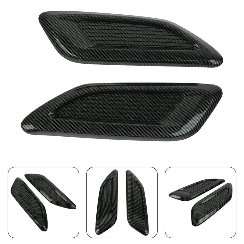 Car Hood Air Vent Louver Cooling Panel Decorate Trim Carbon Fiber Color Plastic