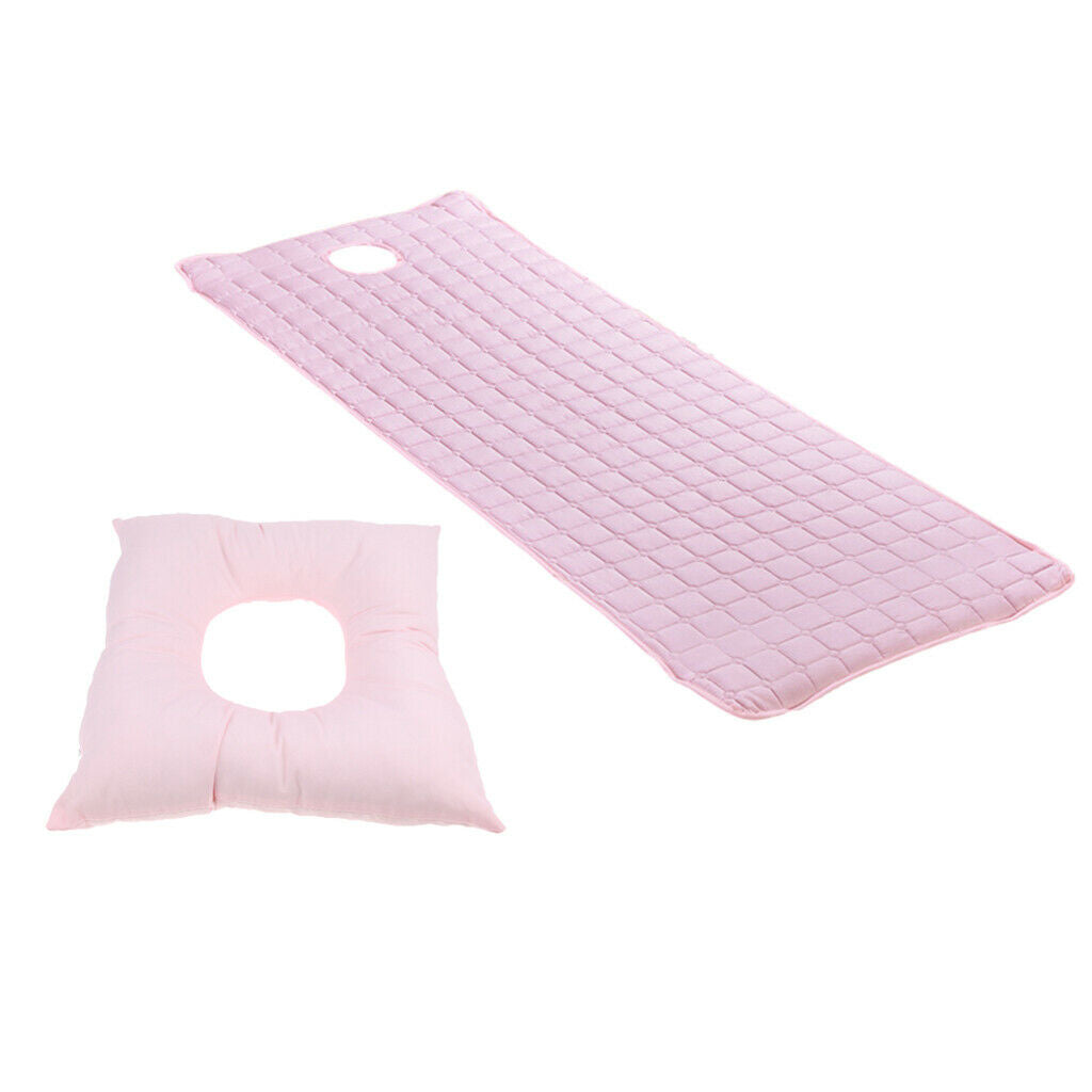 Massage Table Sheet Mattress Cover 190x80cm with Cushion Pink